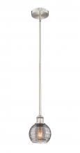  616-1S-SN-G1213-6SM - Athens Deco Swirl - 1 Light - 6 inch - Brushed Satin Nickel - Cord hung - Mini Pendant