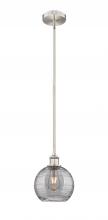  616-1S-SN-G1213-8SM - Athens Deco Swirl - 1 Light - 8 inch - Brushed Satin Nickel - Cord hung - Mini Pendant