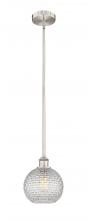  616-1S-SN-G122C-8CL - Athens - 1 Light - 8 inch - Brushed Satin Nickel - Cord hung - Mini Pendant