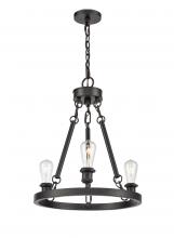  820-BK - Saloon - 3 Light - 20 inch - Matte Black - Chain Hung - Mini Chandelier