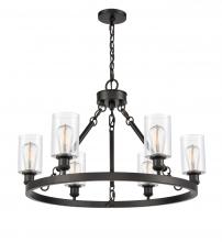  830-BK-G802-LED - Clymer - 6 Light - 30 inch - Matte Black - Chain Hung - Chandelier