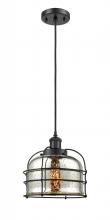  916-1P-BK-G78-CE-LED - Bell Cage - 1 Light - 8 inch - Matte Black - Cord hung - Mini Pendant