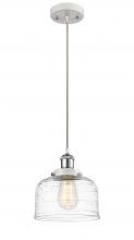  916-1P-WPC-G713-LED - Bell - 1 Light - 8 inch - White Polished Chrome - Cord hung - Mini Pendant