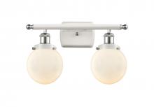  916-2W-WPC-G201-6 - Beacon - 2 Light - 16 inch - White Polished Chrome - Bath Vanity Light