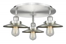  916-3C-SN-M2-SN - Edison - 3 Light - 20 inch - Satin Nickel - Flush Mount