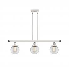  916-3I-WPC-G202-6-LED - Beacon - 3 Light - 36 inch - White Polished Chrome - Stem Hung - Island Light