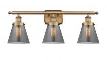  916-3W-BB-G63 - Cone - 3 Light - 26 inch - Brushed Brass - Bath Vanity Light