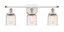  916-3W-WPC-G513-LED - Bell - 3 Light - 26 inch - White Polished Chrome - Bath Vanity Light