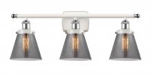  916-3W-WPC-G63 - Cone - 3 Light - 26 inch - White Polished Chrome - Bath Vanity Light