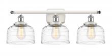  916-3W-WPC-G713-LED - Bell - 3 Light - 28 inch - White Polished Chrome - Bath Vanity Light