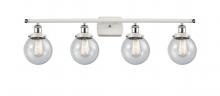  916-4W-WPC-G204-6 - Beacon - 4 Light - 36 inch - White Polished Chrome - Bath Vanity Light