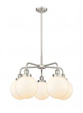  916-5CR-SN-G201-8 - Beacon - 5 Light - 27 inch - Satin Nickel - Chandelier