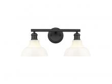  0305-BA2 BLK-VMG - Carver 2-Light Vanity Light in Matte Black with Vintage Milk Glass