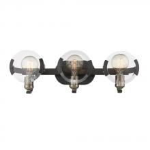  2635-BA3 BLK-AB - Amari 3 Light Bath Vanity in Matte Black with Aged Brass Accents