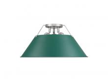  3306-3FM PW-GN - Orwell 3-Light Flush Mount in Pewter with Pine Green