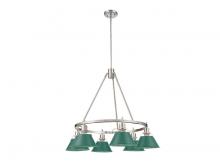  3306-6 PW-GN - Orwell 6-Light Chandelier in Pewter with Pine Green