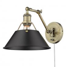  3306-A1W AB-BLK - Orwell AB 1 Light Articulating Wall Sconce in Aged Brass with Matte Black shade