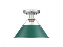  3306-FM PW-GN - Orwell 1-Light Flush Mount in Pewter with Pine Green