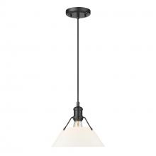  3306-M BLK-OP - Orwell BLK Medium Pendant - 10" in Matte Black with Opal Glass