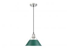  3306-M PW-GN - Orwell 10" Wide Medium Pendant in Pewter with Pine Green