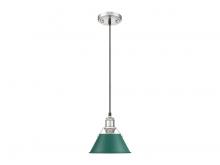  3306-S PW-GN - Orwell 7.5" Wide Small Pendant in Pewter with Pine Green