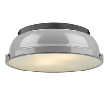  3602-14 BLK-GY - Duncan 14" Flush Mount in Matte Black with a Gray Shade