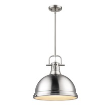  3604-L PW-PW - Duncan 1 Light Pendant with Rod in Pewter with a Pewter Shade