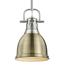  3604-S PW-AB - Duncan Small Pendant with Rod in Pewter with Aged Brass