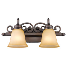  4074-2 RBZ - Belle Meade 2 Light Bath Vanity in Rubbed Bronze with Tea Stone Glass