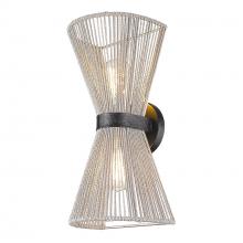  6938-2W BLK-BR - Avon 2-Light Wall Sconce in Matte Black with Bleached Raphia Rope