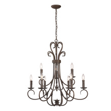  8606-CN9 RBZ - Homestead 2 Tier - 9 Light Candelabra Chandelier in Rubbed Bronze with Drip Candlesticks