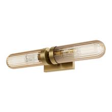  13239 - Hunter Beverly Glen Luxe Gold with Amber Glass 2 Light Bathroom Vanity Wall Light Fixture