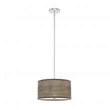  19244 - Hunter Solhaven Warm Grey Oak and Brushed Nickel with Painted Cased White Glass 2 Light Pendant