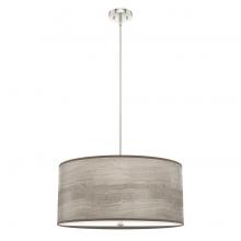  19382 - Light Grey Oak and Brushed Nickel with Painted Cased White Glass 4 LT Pendant Ceiling Light Fixture