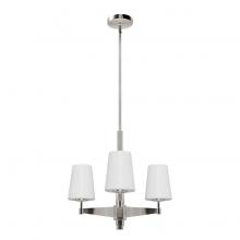  19877 - Hunter Nolita Brushed Nickel with Cased White Glass 3 Light Chandelier Ceiling Light Fixture