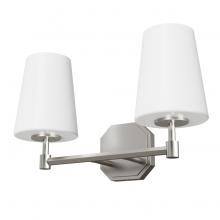  19879 - Hunter Nolita Brushed Nickel with Cased White Glass 2 Light Bathroom Vanity Wall Light Fixture