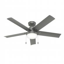  51682 - Hunter 52 in Sea Point Matte Silver WeatherMax Indoor/Outdoor Ceiling Fan w/ LED LT Kit & Pull Chain