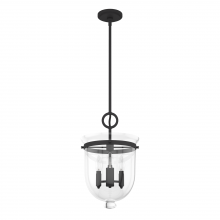  19311 - Hunter Belltown Natural Black Iron with Clear Glass 3 Light Pendant Ceiling Light Fixture