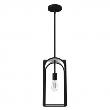  19738 - Hunter Dukestown Natural Black Iron and Silver Leaf 1 Light Pendant Ceiling Light Fixture