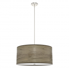  19384 - Hunter Solhaven Warm Grey Oak and Brushed Nickel with Painted Cased White Glass 4 Light Pendant