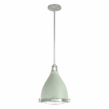  19073 - Hunter Bluff View Soft Sage and Brushed Nickel with Clear Holophane Glass 1 Light Pendant Ceiling Li