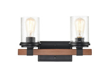  3802-MB/WG - Taos 2-Light Vanity Matte Black/Wood Grain