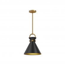  PD412011AGMB - Emerson 11-in Aged Gold/Matte Black 1 Light Pendant