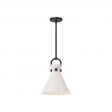  PD412511MBGO - Emerson 11-in Matte Black/Glossy Opal Glass 1 Light Pendant