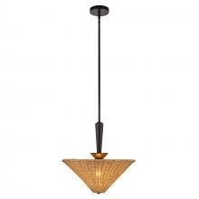  PD497016MBRA - Bridgette 16-in Matte Black/Rattan Socket Pendant