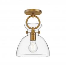  SF411809AGCL - Waldo 9-in Aged Gold/Clear 1 Light Semi Flush Mount