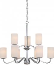  60/5809 - Willow - 9 Light 2-Tier Hangng with White Glass - Polished Nickel Finish