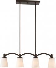  60/5975 - Laguna - 4 Light Island Pendant with White Glass - Forest Bronze Finish