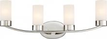  60/6224 - Denver - 4 Light Vanity with Satin White Glass - Polished Nickel Finish