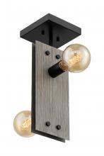  60/7231 - Stella - 2 Light Semi-Flush with- Driftwood and Black Accents Finish